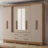 Guarda Roupa Casal Espelho 8P 237 cm San Lorenzo Carvalho Fendi Moval