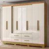 Guarda Roupa Casal Espelho 8P 237 cm San Lorenzo Freijo Off White Moval