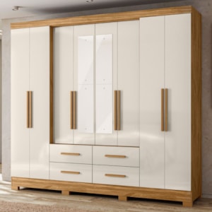 Guarda Roupa Casal Espelho 8P 237 cm San Lorenzo Freijo Off White Moval