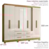 Guarda Roupa Casal Espelho 8P 237 cm San Lorenzo Freijo Off White Moval
