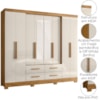 Guarda Roupa Casal Espelho 8P 237 cm San Lorenzo Freijo Off White Moval