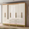 Guarda Roupa Casal Espelho 8P 237 cm San Lorenzo Freijo Off White Moval