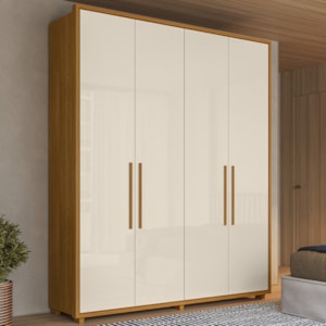 Guarda roupa Casal Greco 4 Portas MDF 188 cm Cinamomo Off White Madetec