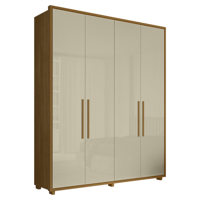 Guarda roupa Casal Greco 4 Portas MDF 188 cm Cumaru Opala Madetec