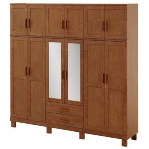 Guarda Roupa Casal Madeira Macica Taeda 12 Portas 225 cm 1292C Castanho Festra