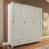 Guarda Roupa Casal Madeira Macica Taeda 3 Portas De Correr 195 cm 9179 Branco Freijo Festra