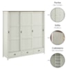 Guarda Roupa Casal Madeira Macica Taeda 3 Portas De Correr 195 cm 9179 Branco Freijo Festra