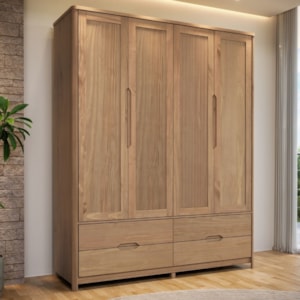 Guarda Roupa Casal Madeira Macica Taeda 4 Portas 178 cm 3305U Tauari Festra