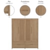 Guarda Roupa Casal Madeira Macica Taeda 4 Portas 178 cm 3305U Tauari Festra