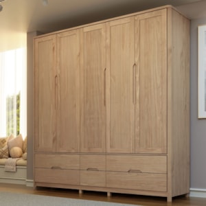 Guarda Roupa Casal Madeira Macica Taeda 5 Portas 220 cm 3306U Tauari Festra