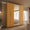 Guarda Roupa Casal Matisse 6 Portas Com Espelho MDF 210 cm Cinamomo Madetec