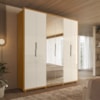 Guarda Roupa Casal Matisse 6 Portas Com Espelho MDF 210 cm Cinamomo Off White Madetec