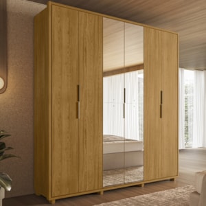 Guarda Roupa Casal Matisse 6 Portas Com Espelho MDF 210 cm Cumaru Madetec
