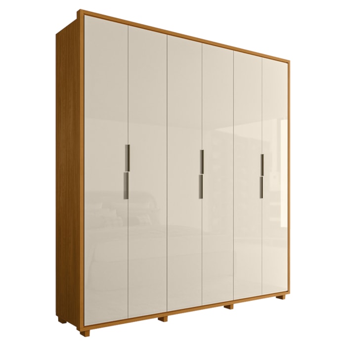 Guarda Roupa Casal Matisse 6 Portas MDF 210 cm Cinamomo Off White Madetec