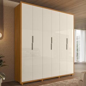 Guarda Roupa Casal Matisse 6 Portas MDF 210 cm Cinamomo Off White Madetec