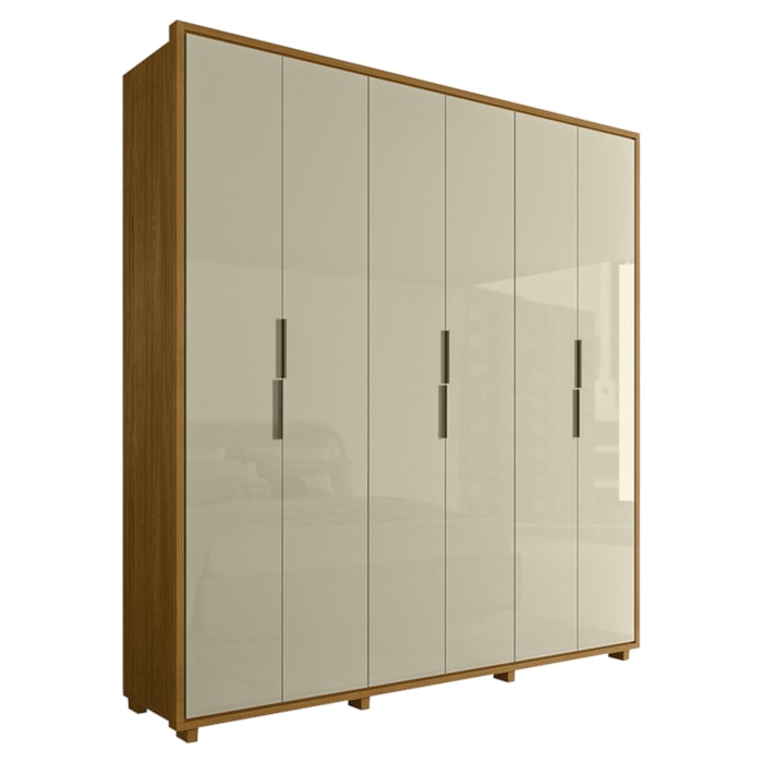 Guarda Roupa Casal Matisse 6 Portas MDF 210 cm Cumaru Opala Madetec