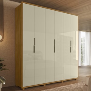 Guarda Roupa Casal Matisse 6 Portas MDF 210 cm Cumaru Opala Madetec