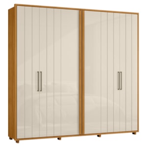 Guarda Roupa Casal Miro 6 Portas 250 cm Cinamomo Off White Madetec