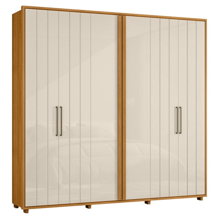 Guarda Roupa Casal Miro 6 Portas 250 cm Cinamomo Off White Madetec