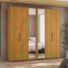Guarda Roupa Casal Miro 6 Portas Com Espelho 250 cm Cinamomo Madetec