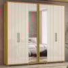 Guarda Roupa Casal Miro 6 Portas Com Espelho 250 cm Cinamomo Off White Madetec