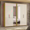 Guarda Roupa Casal Miro 6 Portas Com Espelho 250 cm Cinamomo Off White Madetec
