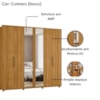 Guarda Roupa Casal Miro 6 Portas Com Espelho 250 cm Cumaru Madetec
