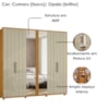 Guarda Roupa Casal Miro 6 Portas Com Espelho 250 cm Cumaru Opala Madetec