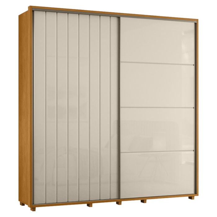 Guarda Roupa Casal Monet 2 Portas Deslizante 230 cm Cinamomo Off White Madetec