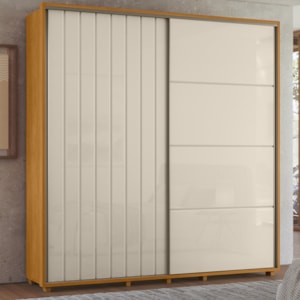 Guarda Roupa Casal Monet 2 Portas Deslizante 230 cm Cinamomo Off White Madetec