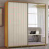 Guarda Roupa Casal Monet 2 Portas Deslizante Com Espelho 230 cm Cinamomo Off White Madetec