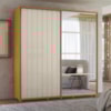 Guarda Roupa Casal Monet 2 Portas Deslizante Com Espelho 230 cm Cinamomo Off White Madetec