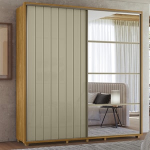 Guarda Roupa Casal Monet 2 Portas Deslizante Com Espelho 230 cm Cumaru Opala Madetec