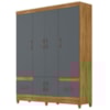Guarda Roupa Casal MS912 6P 165 cm Freijo Cinza Moval