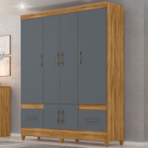Guarda Roupa Casal MS912 6P 165 cm Freijo Cinza Moval