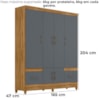 Guarda Roupa Casal MS912 6P 165 cm Freijo Cinza Moval