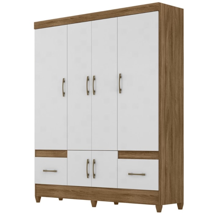 Guarda Roupa Casal MS912 6P 165 cm Naturale Branco Moval