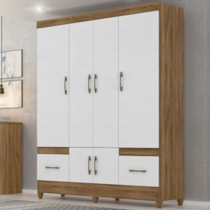 Guarda Roupa Casal MS912 6P 165 cm Naturale Branco Moval