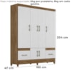 Guarda Roupa Casal MS912 6P 165 cm Naturale Branco Moval