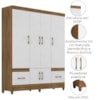 Guarda Roupa Casal MS912 6P 165 cm Naturale Branco Moval