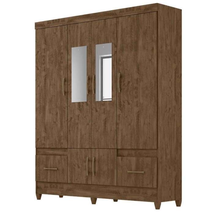 Guarda Roupa Casal MS912 6P Espelho 165 cm Castanho Wood Moval