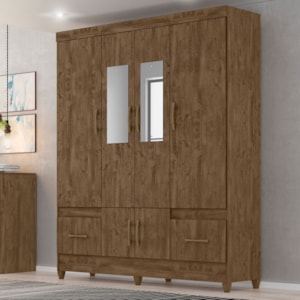 Guarda Roupa Casal MS912 6P Espelho 165 cm Castanho Wood Moval