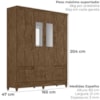 Guarda Roupa Casal MS912 6P Espelho 165 cm Castanho Wood Moval