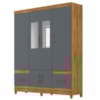 Guarda Roupa Casal MS912 6P Espelho 165 cm Freijo Cinza Moval