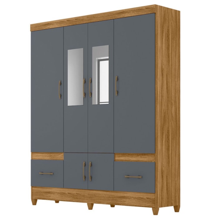 Guarda Roupa Casal MS912 6P Espelho 165 cm Freijo Cinza Moval