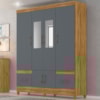 Guarda Roupa Casal MS912 6P Espelho 165 cm Freijo Cinza Moval