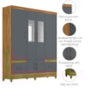 Guarda Roupa Casal MS912 6P Espelho 165 cm Freijo Cinza Moval