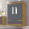 Guarda Roupa Casal MS912 6P Espelho 165 cm Freijo Cinza Moval