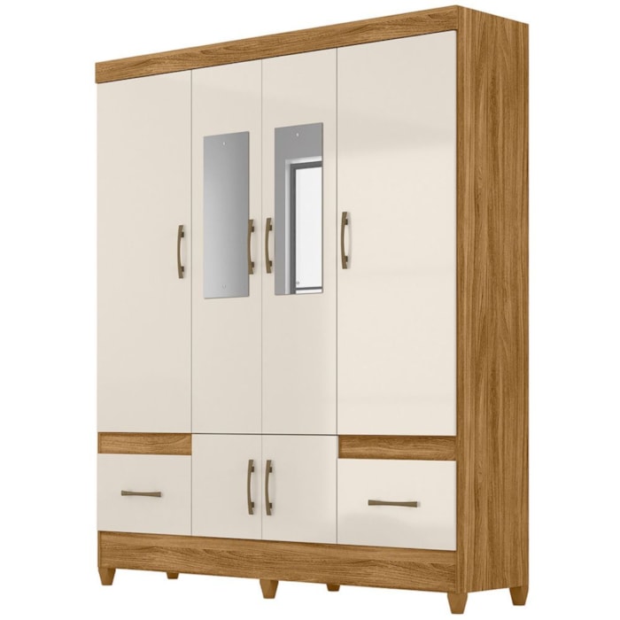 Guarda Roupa Casal MS912 6P Espelho 165 cm Freijo Off White Moval