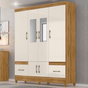 Guarda Roupa Casal MS912 6P Espelho 165 cm Freijo Off White Moval